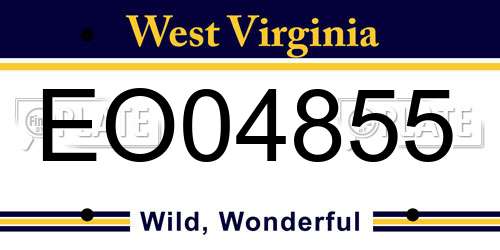 EO04855 West Virginia License Plate