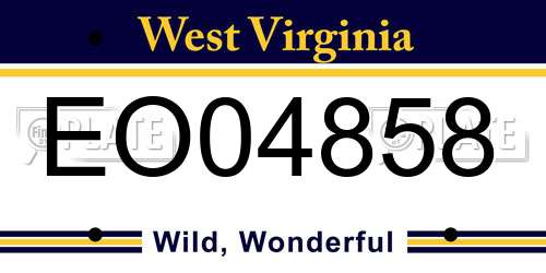 EO04858 West Virginia License Plate