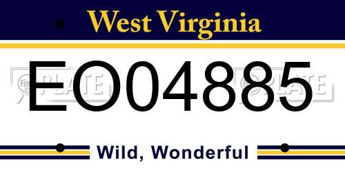 EO04885 West Virginia License Plate