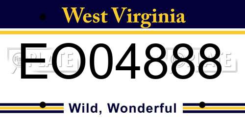 EO04888 West Virginia License Plate