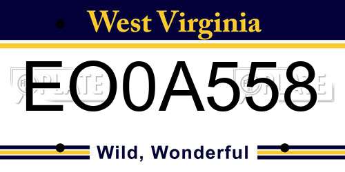 EO0A558 West Virginia License Plate