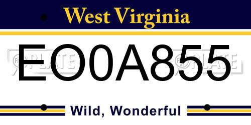 EO0A855 West Virginia License Plate
