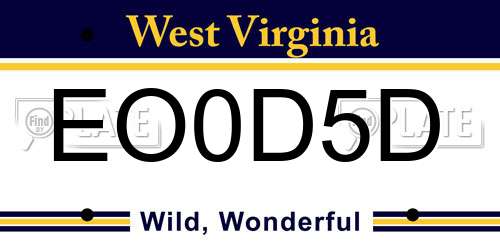 EO0D5D West Virginia License Plate