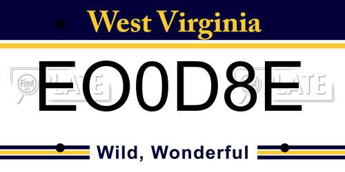 EO0D8E West Virginia License Plate