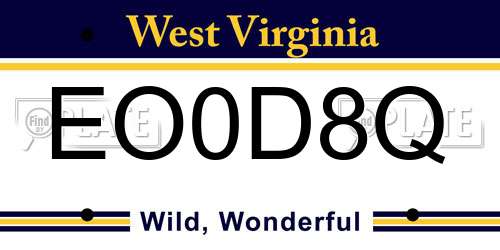 EO0D8Q West Virginia License Plate