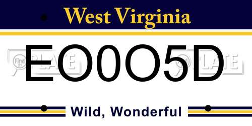 EO0O5D West Virginia License Plate