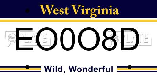 EO0O8D West Virginia License Plate