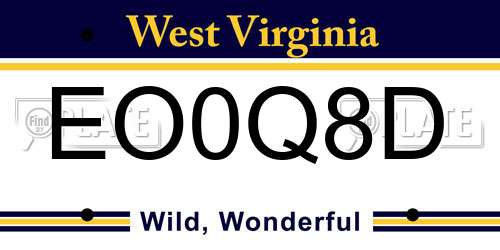 EO0Q8D West Virginia License Plate