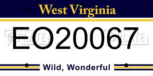EO20067 West Virginia License Plate
