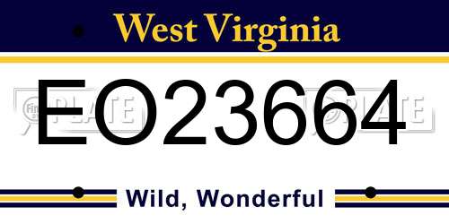 EO23664 West Virginia License Plate