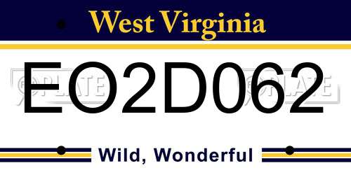 EO2D062 West Virginia License Plate