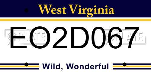 EO2D067 West Virginia License Plate