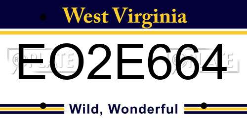 EO2E664 West Virginia License Plate