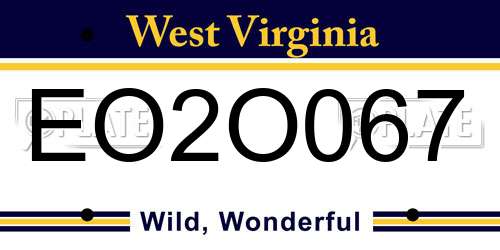 EO2O067 West Virginia License Plate