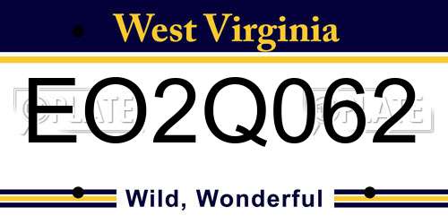 EO2Q062 West Virginia License Plate