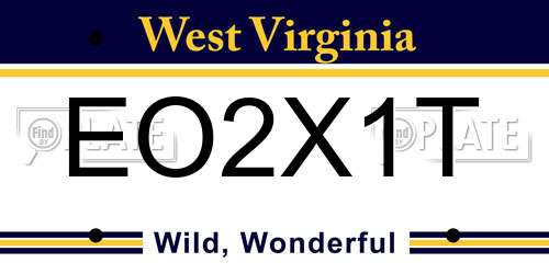EO2X1T West Virginia License Plate