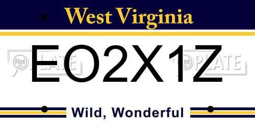 EO2X1Z West Virginia License Plate