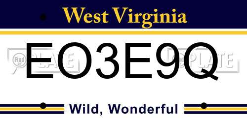 EO3E9Q West Virginia License Plate