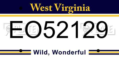 EO52129 West Virginia License Plate