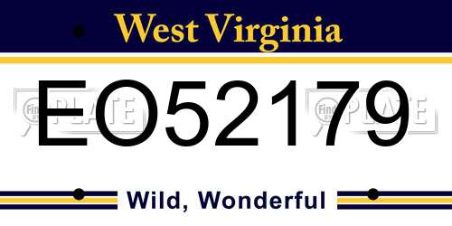 EO52179 West Virginia License Plate