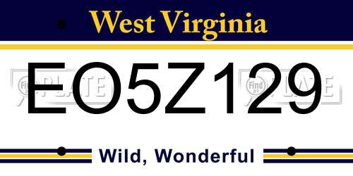 EO5Z129 West Virginia License Plate