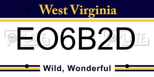 EO6B2D West Virginia License Plate