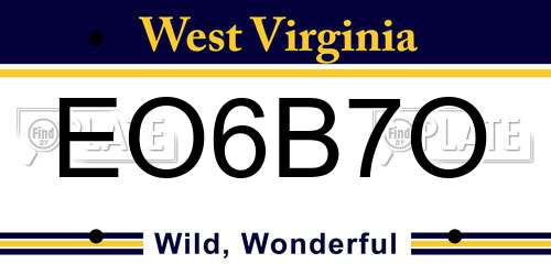 EO6B7O West Virginia License Plate