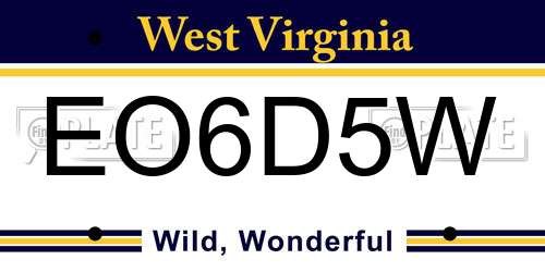 EO6D5W West Virginia License Plate