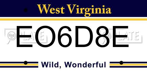 EO6D8E West Virginia License Plate