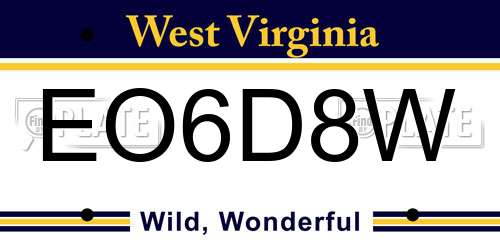 EO6D8W West Virginia License Plate