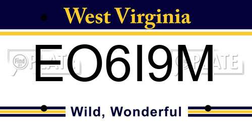 EO6I9M West Virginia License Plate
