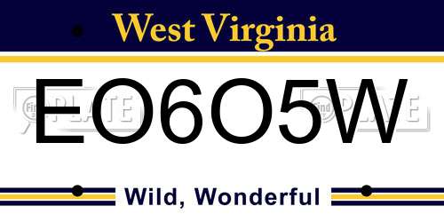 EO6O5W West Virginia License Plate