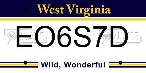 EO6S7D West Virginia License Plate