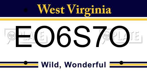 EO6S7O West Virginia License Plate