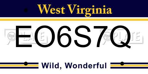 EO6S7Q West Virginia License Plate