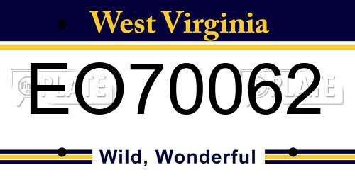 EO70062 West Virginia License Plate