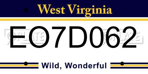 EO7D062 West Virginia License Plate