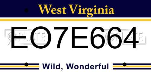 EO7E664 West Virginia License Plate