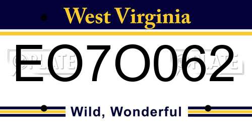 EO7O062 West Virginia License Plate
