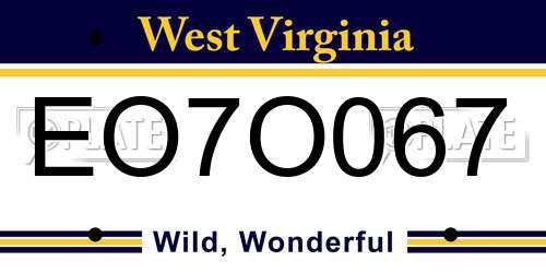 EO7O067 West Virginia License Plate