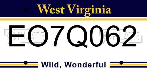 EO7Q062 West Virginia License Plate