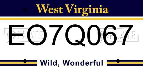 EO7Q067 West Virginia License Plate