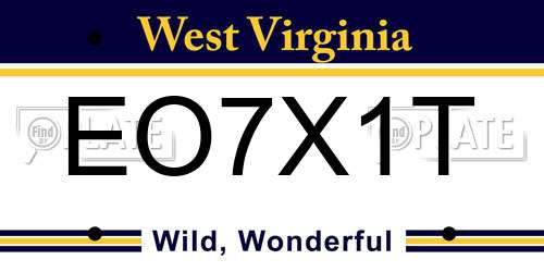 EO7X1T West Virginia License Plate