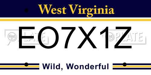 EO7X1Z West Virginia License Plate