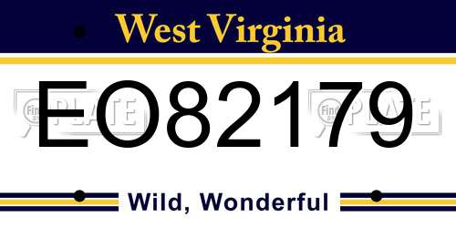 EO82179 West Virginia License Plate