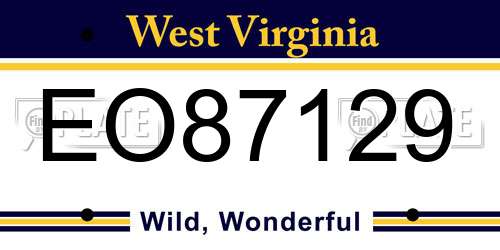 EO87129 West Virginia License Plate