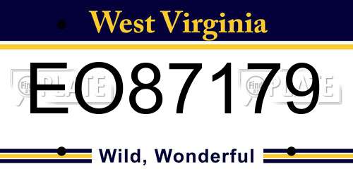 EO87179 West Virginia License Plate