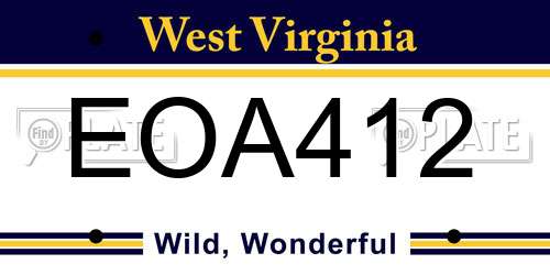 EOA412 West Virginia License Plate