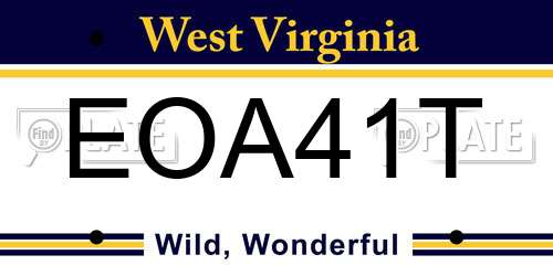 EOA41T West Virginia License Plate