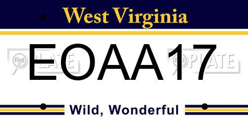 EOAA17 West Virginia License Plate